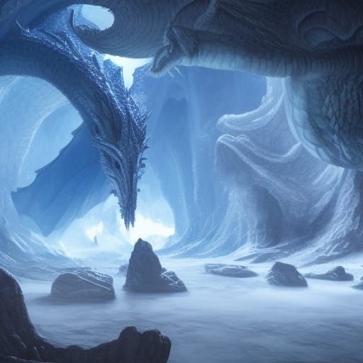 Dragon in ice cave - AI Generated Artwork - NightCafe Creator