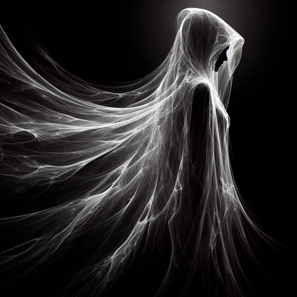 Monochromatic Figure In Flowing, Hooded Robe, Ethe