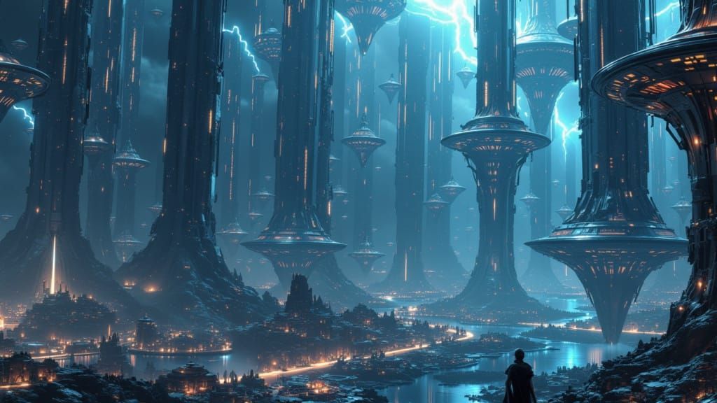 <lora:Skycity Architecture:1.0> Thunderstorm architecture