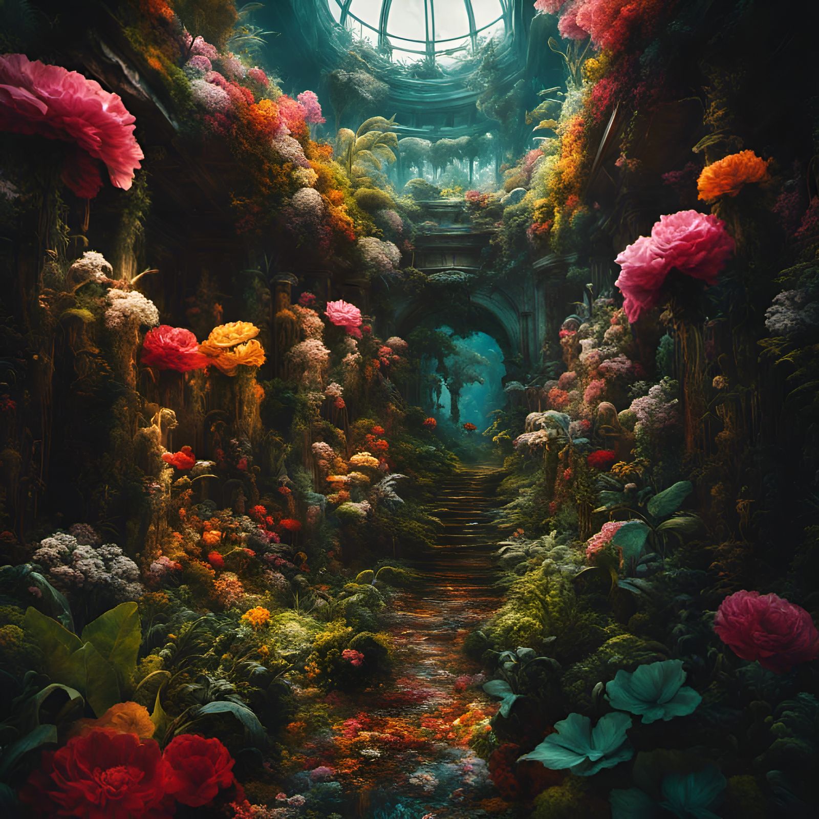 A walk among the Flowers AI Generated Artwork NightCafe Creator