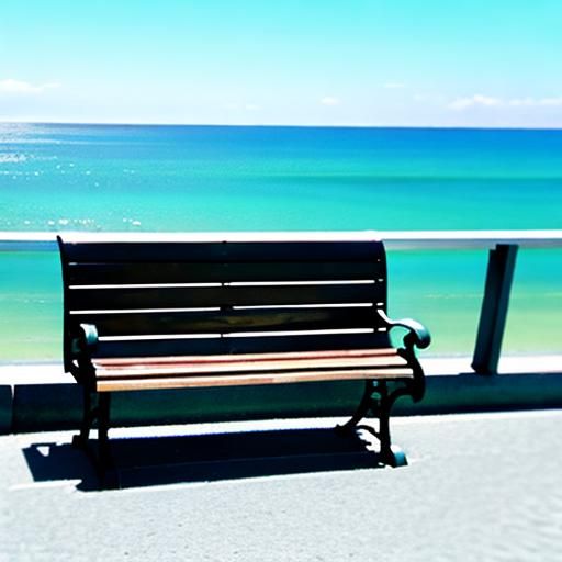 Bench on the seaside promenade but facing the wrong way