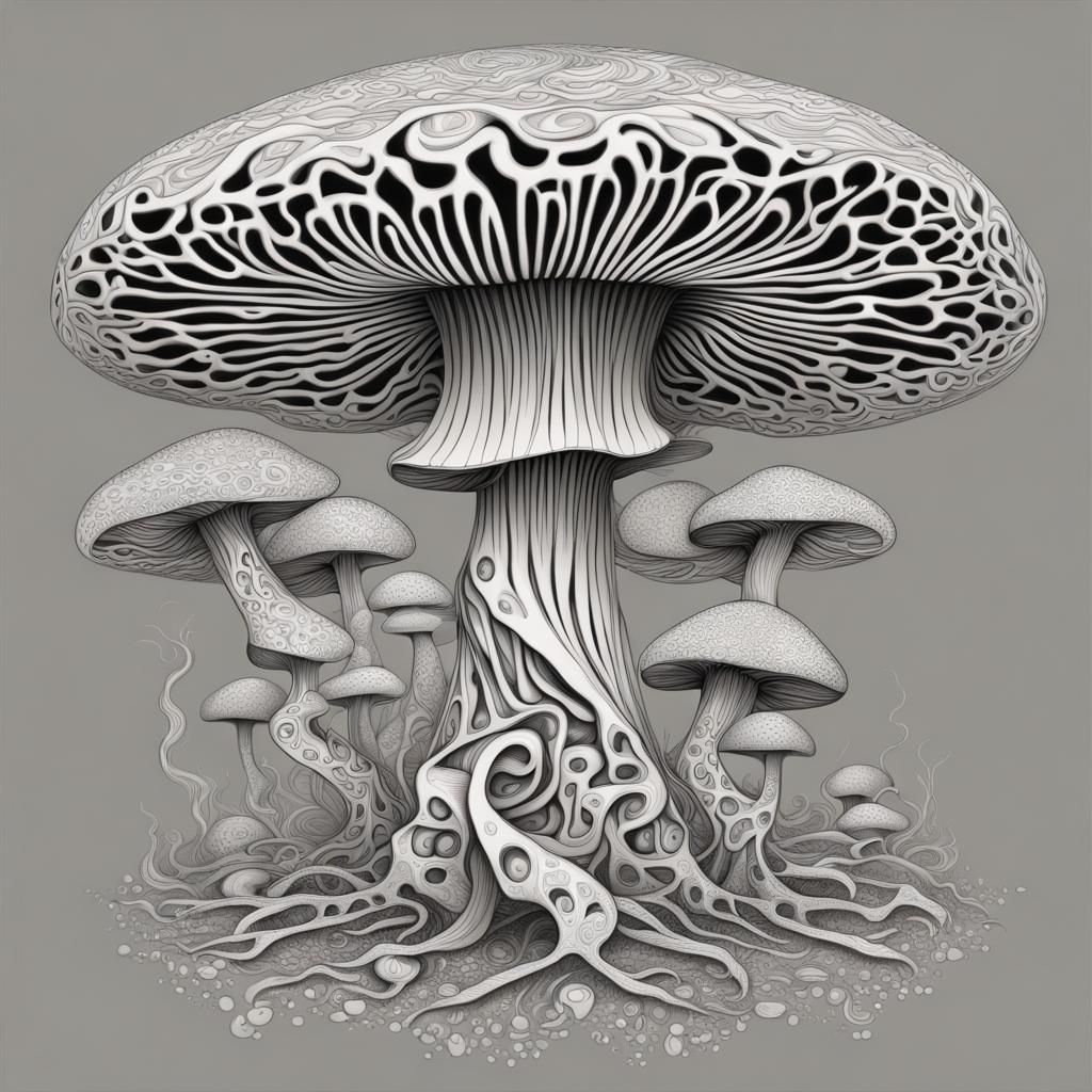 a very trippy mushroom with human legs