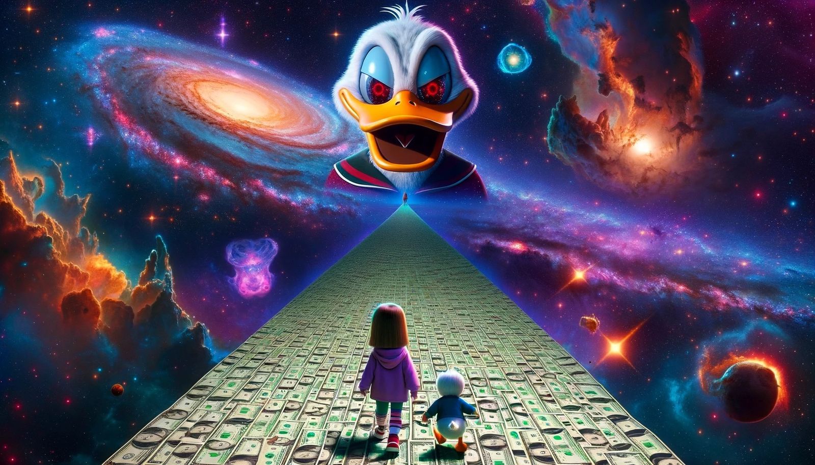 Evil duck and girl