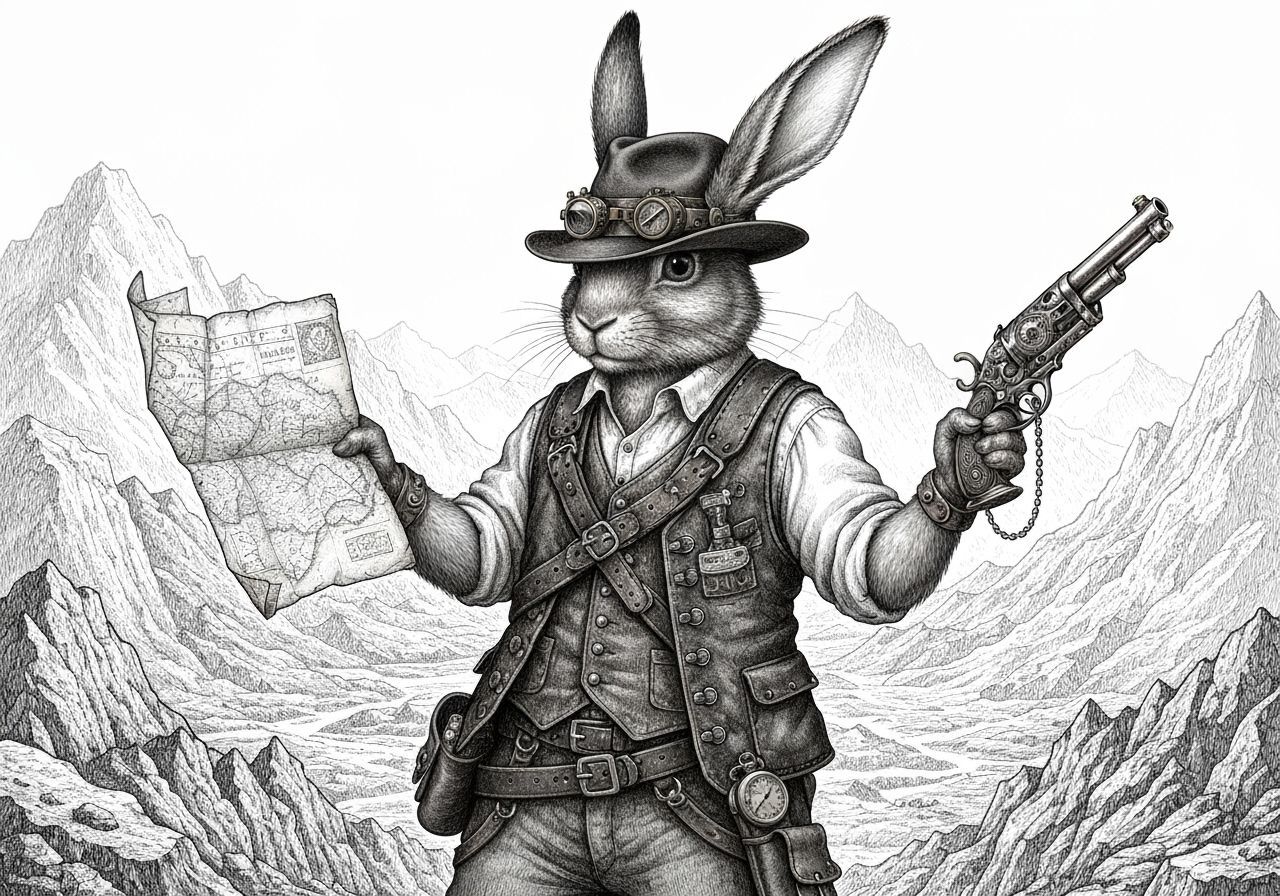 Adventurous Rabbit.  by @Kernowek