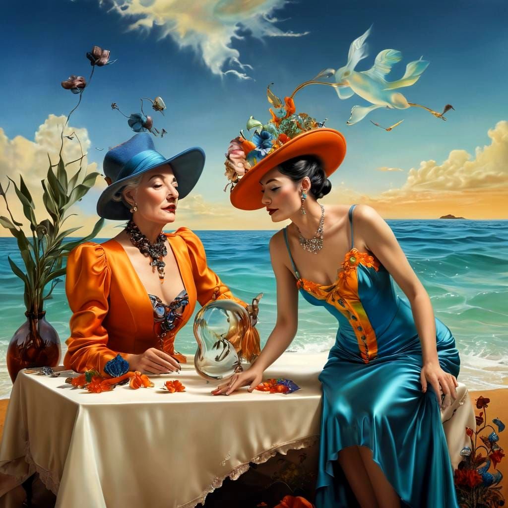 Extravagant Lady in Surreal Dreamscape: Photorealistic Art