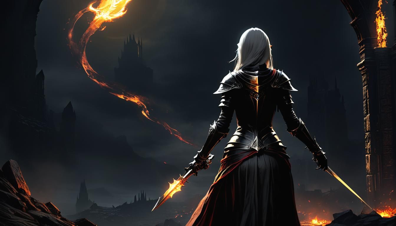 Gothic Dark Elf Warrior in Dark Souls Style