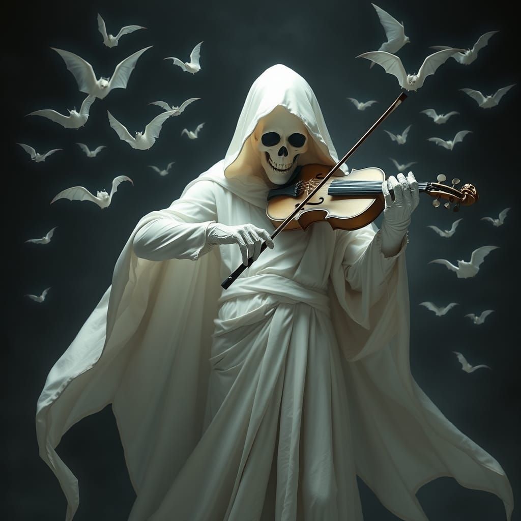 Ethereal Grim Reaper Playing Violin