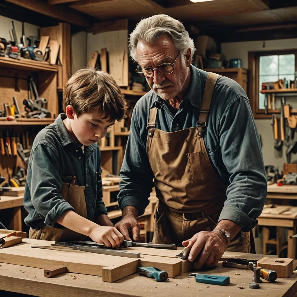 Passing on  his knowledge, a Grandfather and his willing protege.   by @Justagirl