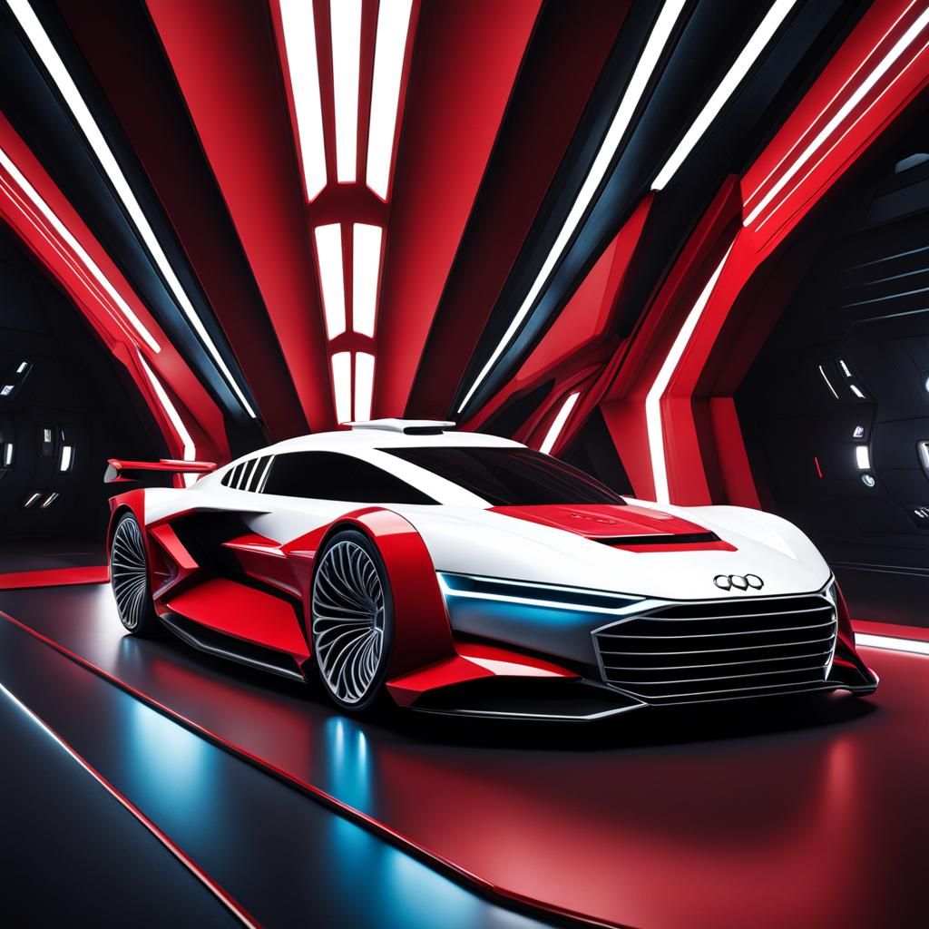 Star trek starship with design elements of audi sport car