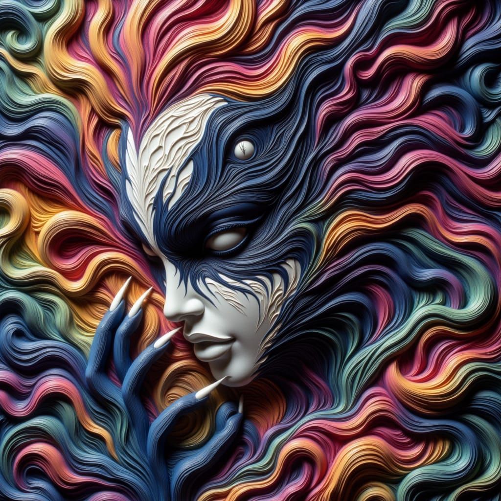 <lora:-Savagela-:1.0>  elastic reality, liquid gravity, warped and stretched,  surreal abstract xenomorph owl merging seamlessly with infini...