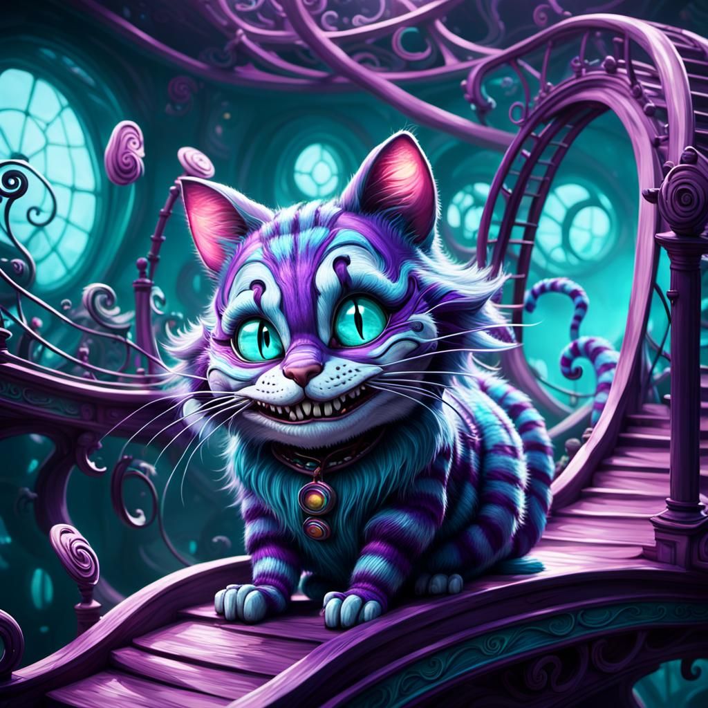 surrealistic chesire cat of alice in wonderland - AI Generated Artwork ...