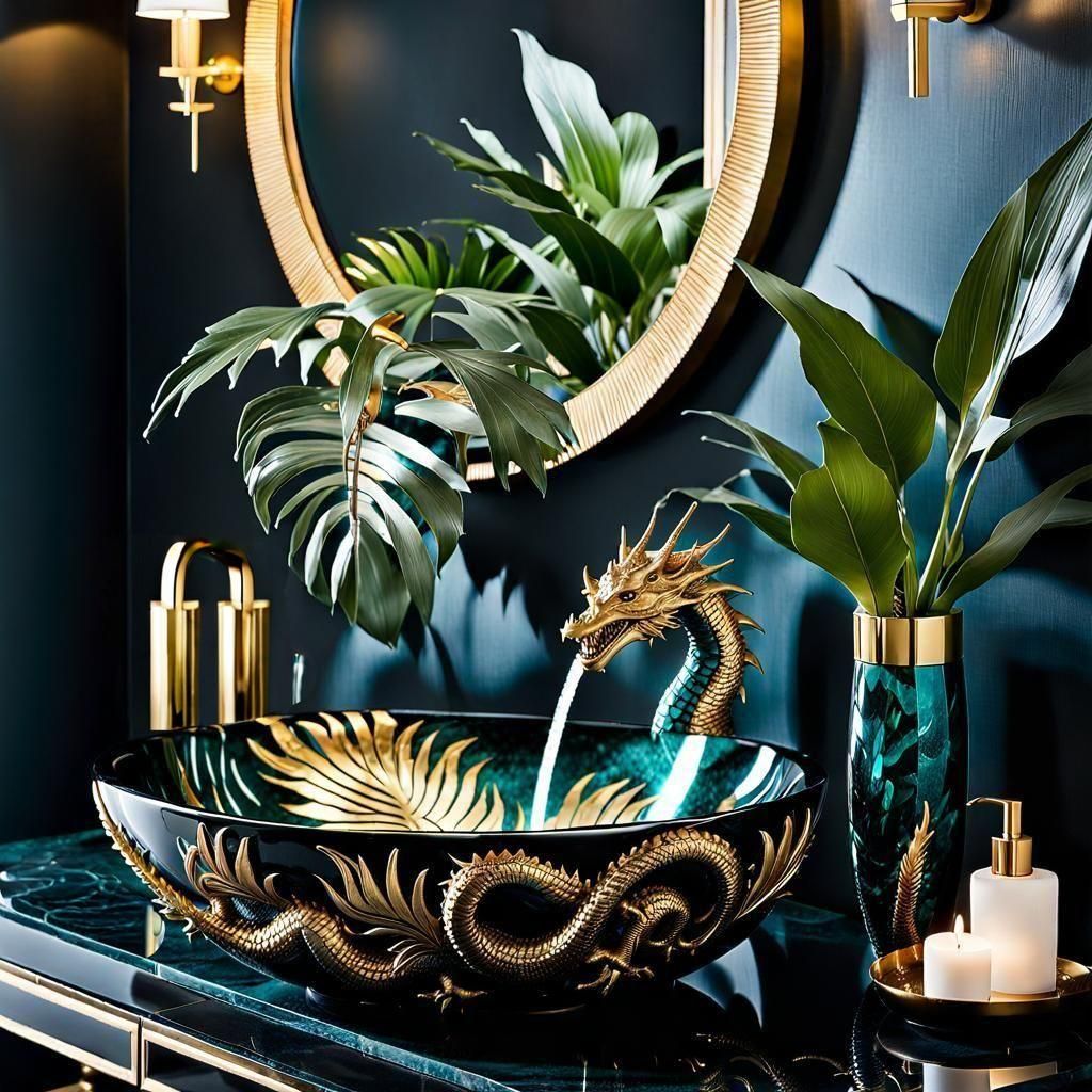 Teal Bathroom Series, High-End Dragon Sink