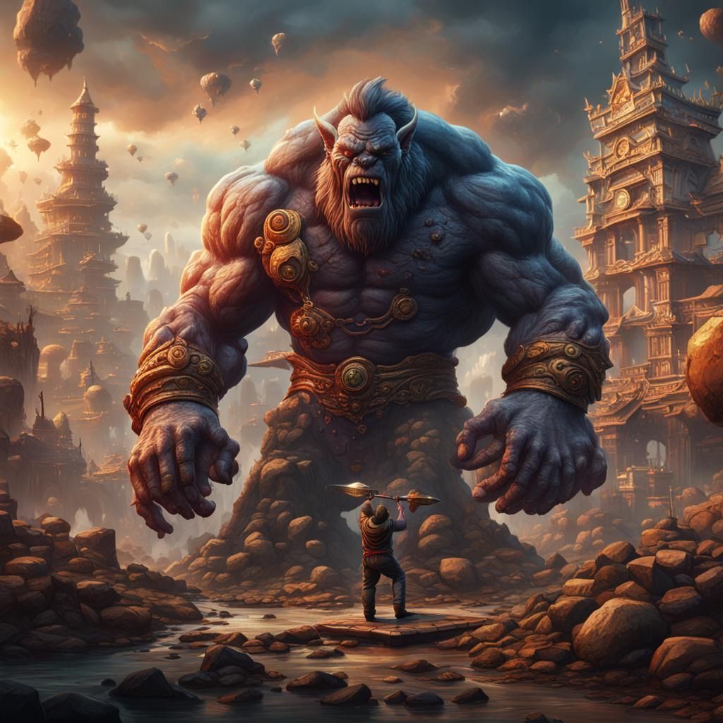 Strong Man Eats The World: Detailed Matte Painting