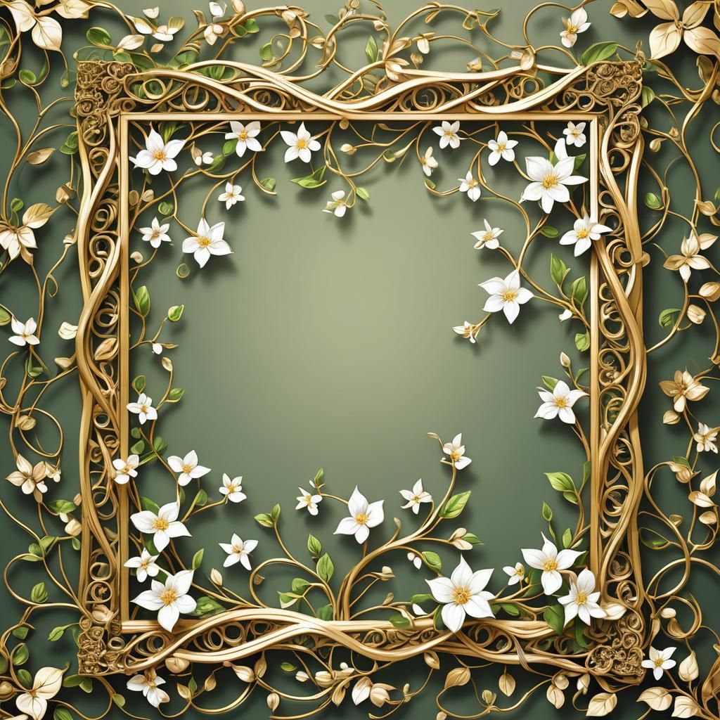 growing jasmine vine entwined around gold gilt picture frame...