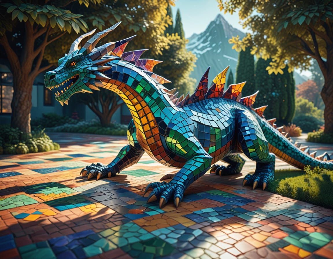 Dragon covered with square scales.  by @Lorendiac H