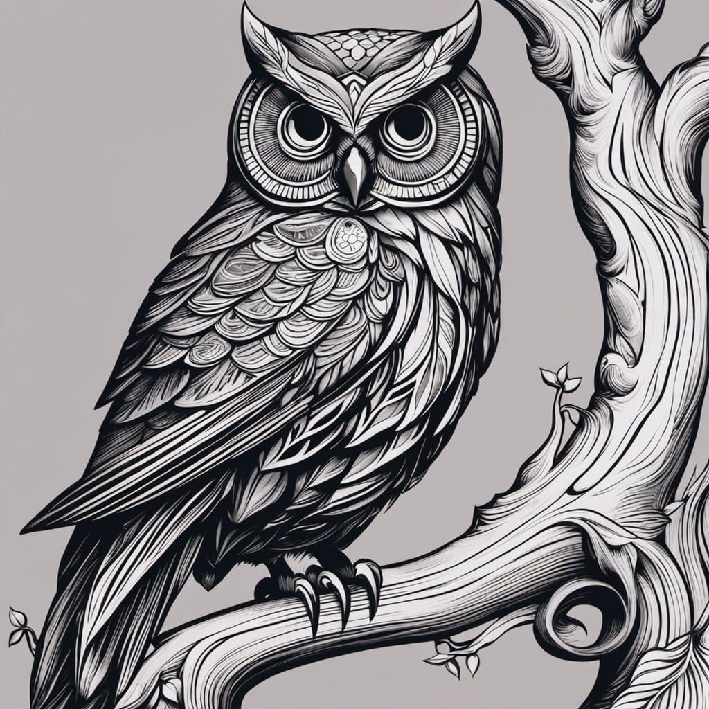 Line Art Owl  by @Jko88