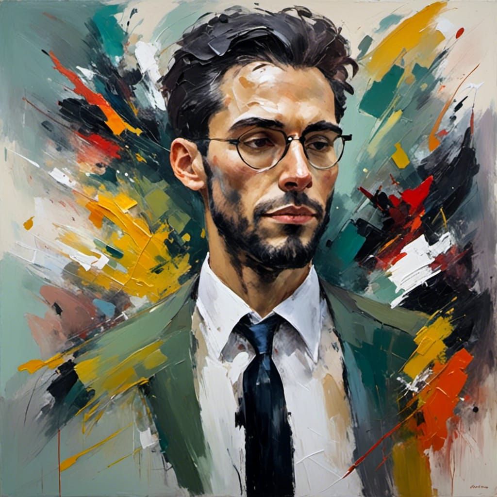 <lora:Lyrical abstraction:1.0>  A handsome man in a snazzy suit