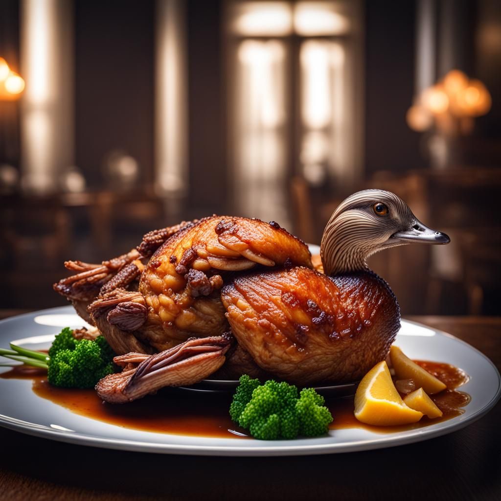 Crispy Fried Duck: Hyperrealistic Culinary Photography