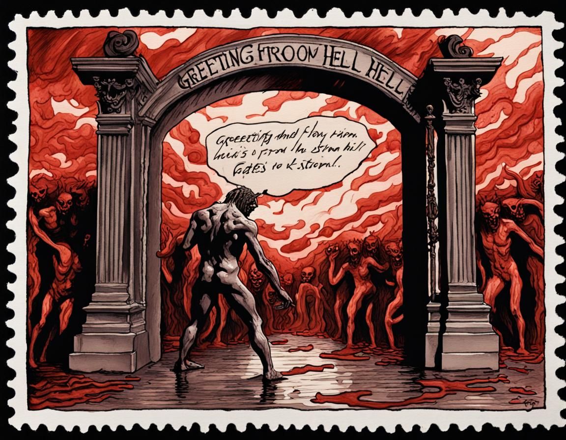 Postcard from Hell 4 AI Generated Artwork NightCafe Creator