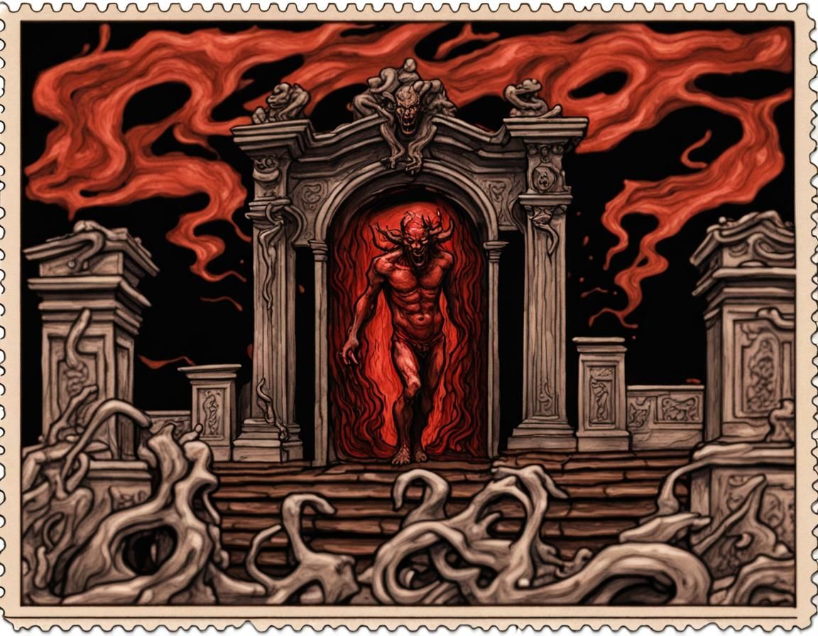 Postcard from Hell 6 AI Generated Artwork NightCafe Creator