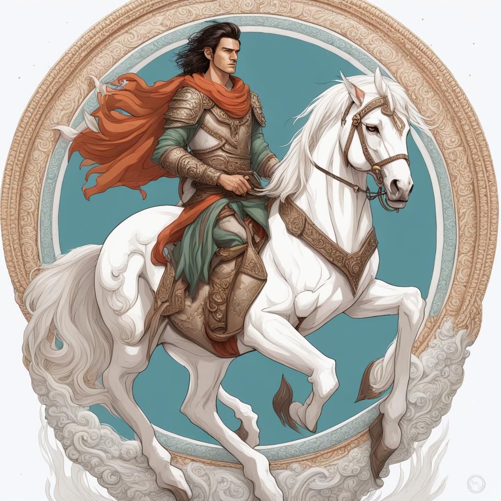 Elven Warrior with Lion Spirit on Horse