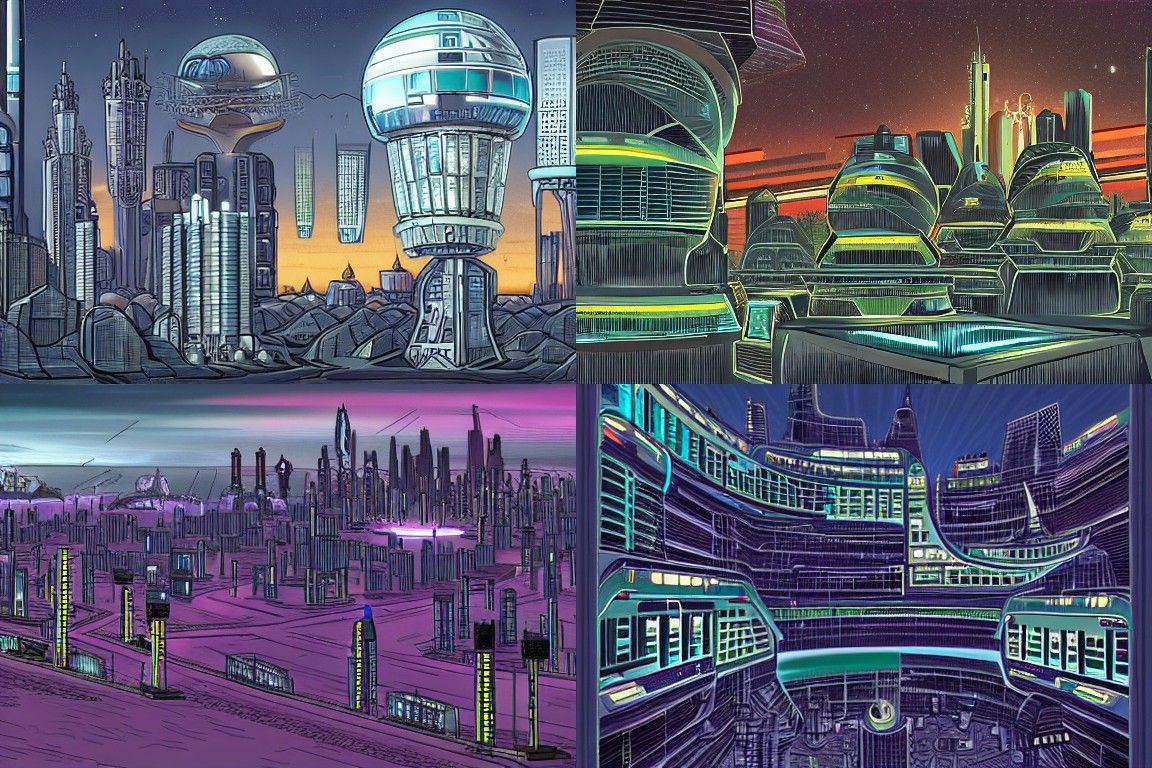 Sci-fi city in the style of Unilalianism