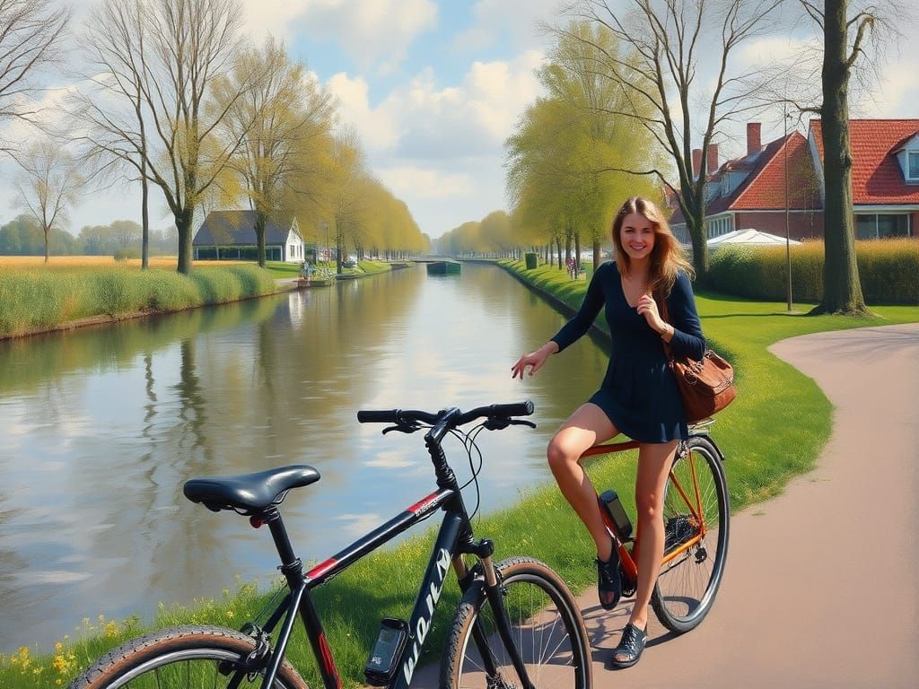 posing with a mountainbike