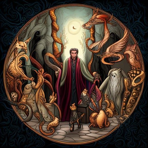 Wizard centered composition Behold the Wizards Sanctum: A swirling vortex of ethereal energy, adorned ...  by @Gina Brinser