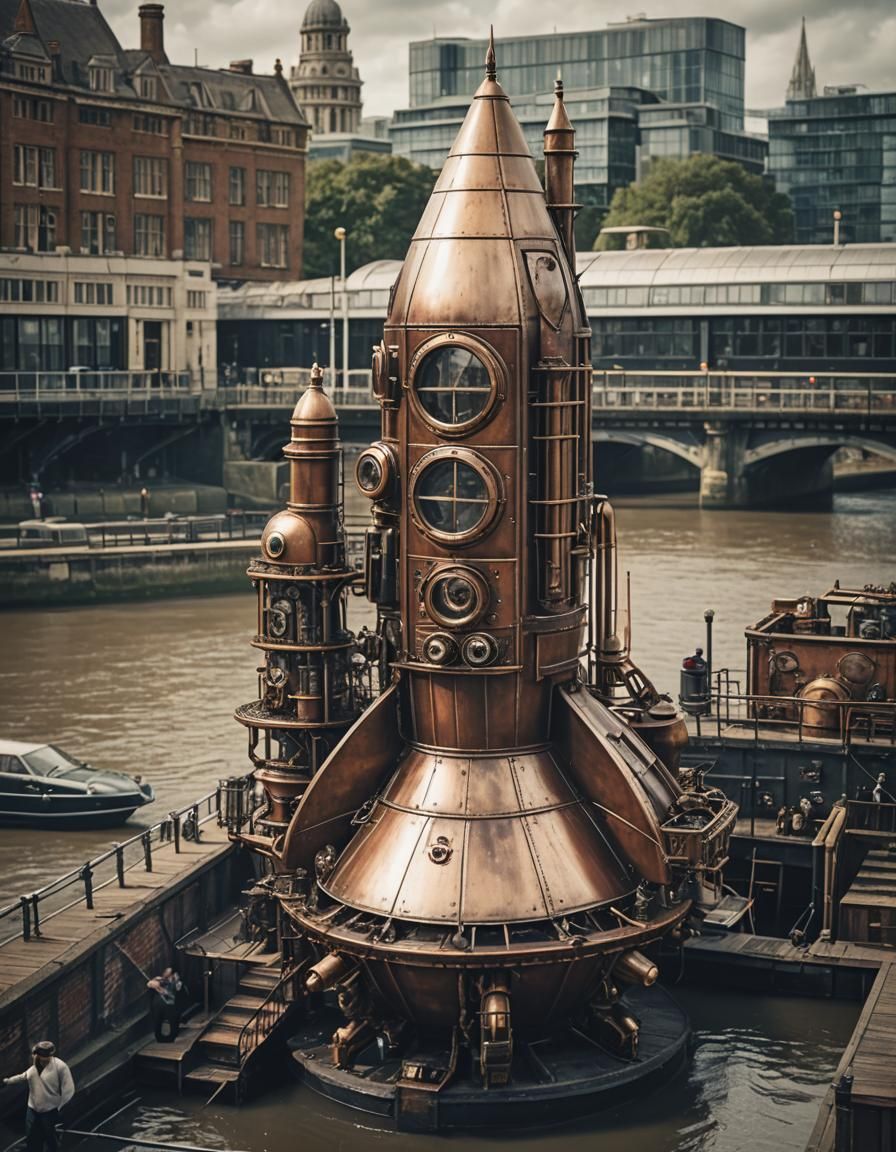 Victorian Steampunk Rocket 1 - AI Generated Artwork - NightCafe Creator