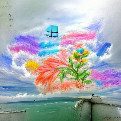 the sky，sea，colourful，flower