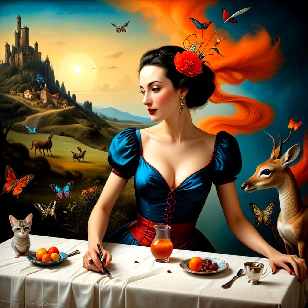 Surreal Ladies Surrounded by Fantastical Creatures in a Drea...