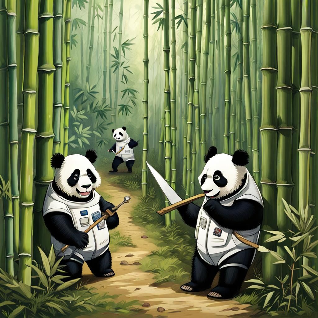 The Panda Astronauts' Bamboo Harvest