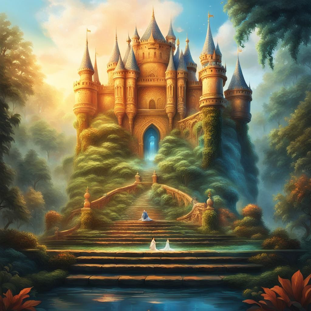 meditation castle surrounded by greenery 