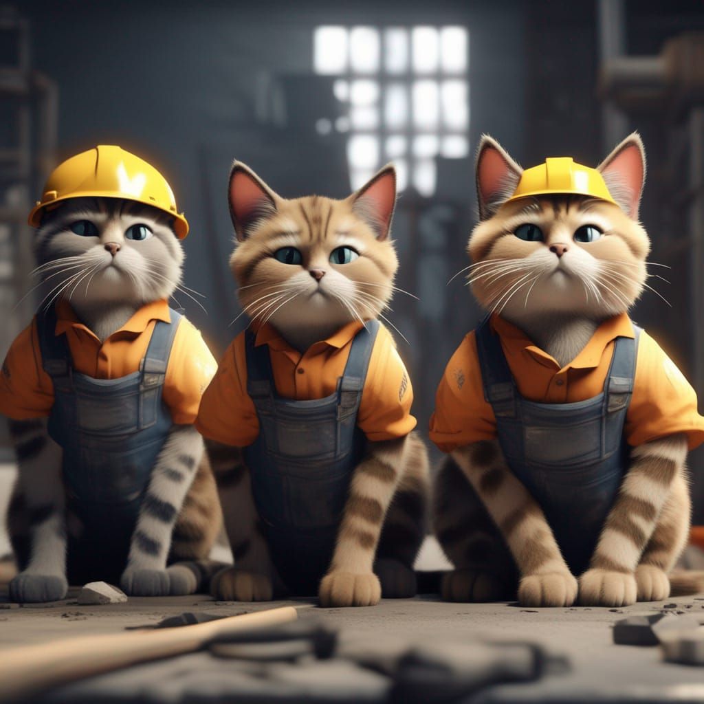 Cats on a work site