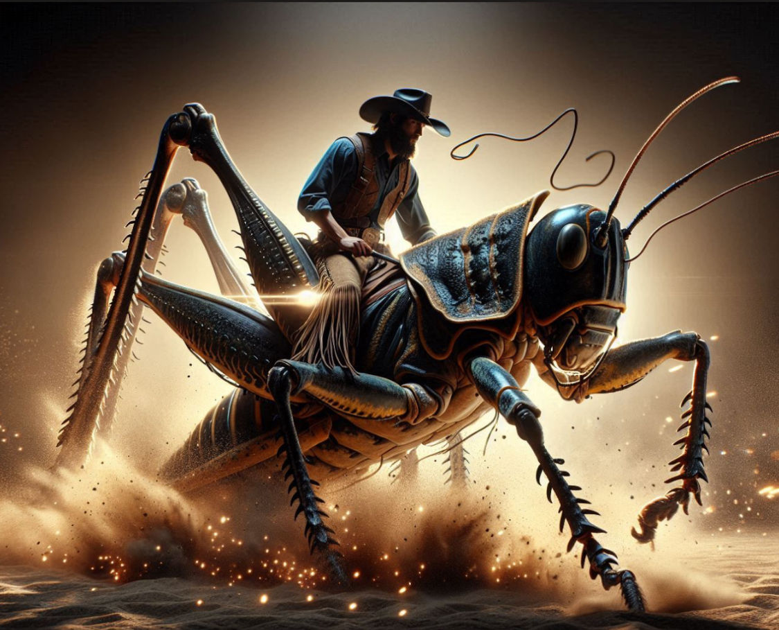 Rodeo Cowboy with grasshopper