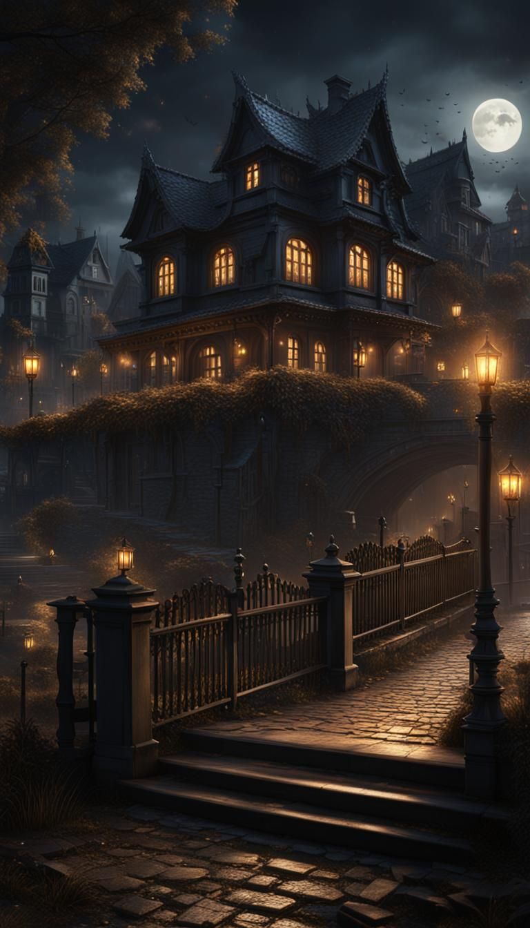 Dark and Scary Haunted City Concept Art