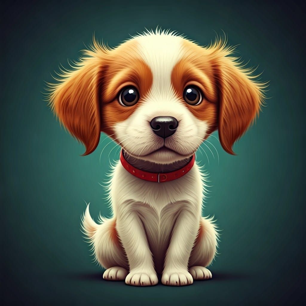 Whimsical Puppy Illustration in Vibrant Colors