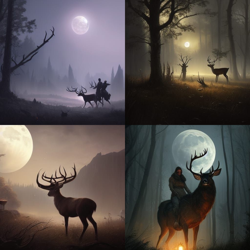 Hunt, Moonlight, Deer