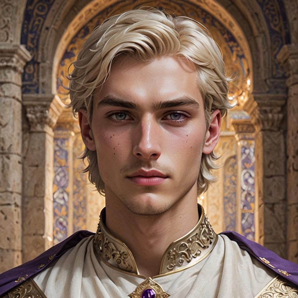 (Very handsome) 21-year-old Byzantine prince with very light...