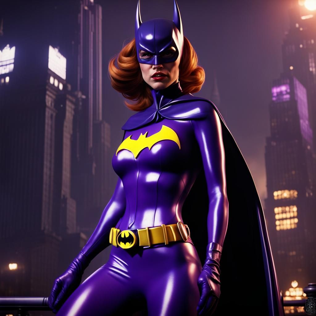1966 batgirl shiny spandex tights batman purple gotham