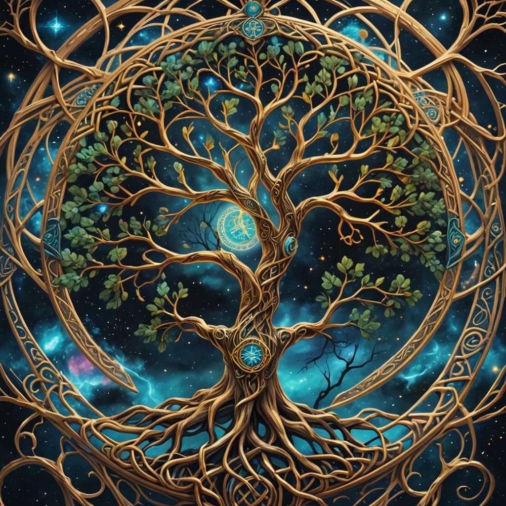 Vibrant Celtic tree of life   by @Kaydenpat