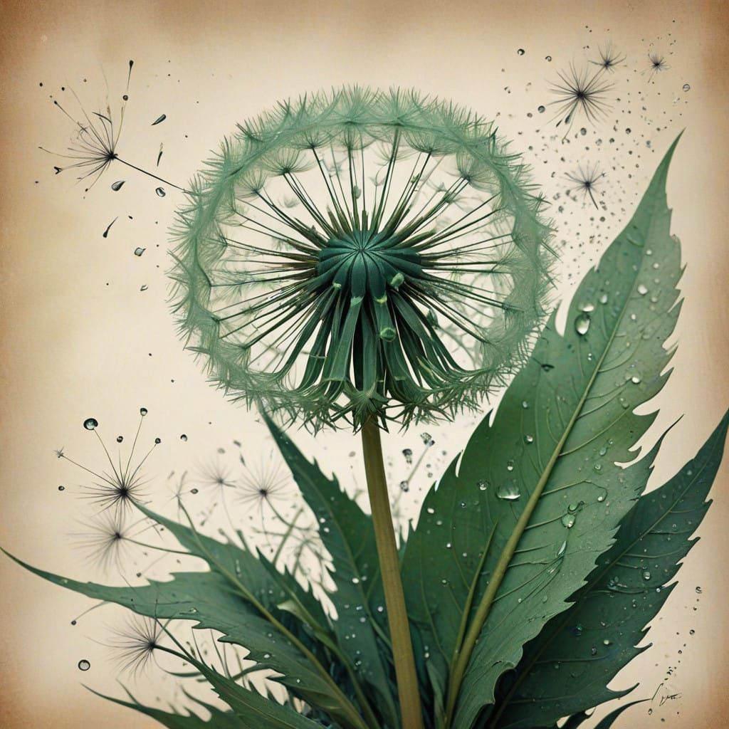Ethereal Dandelion Petals in Vintage Watercolor Style