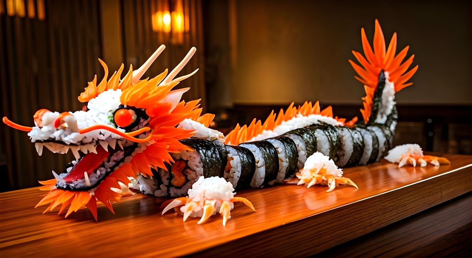  Dragon made of Dragon Sushi Rolls  by @Gary Murakami