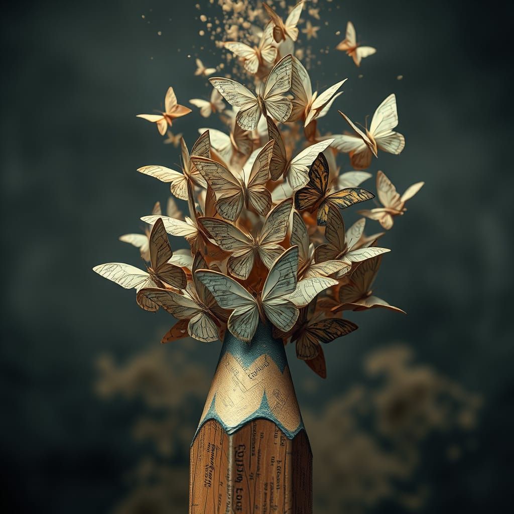 A swarm of origami butterflies,   by @Nuttyzebra