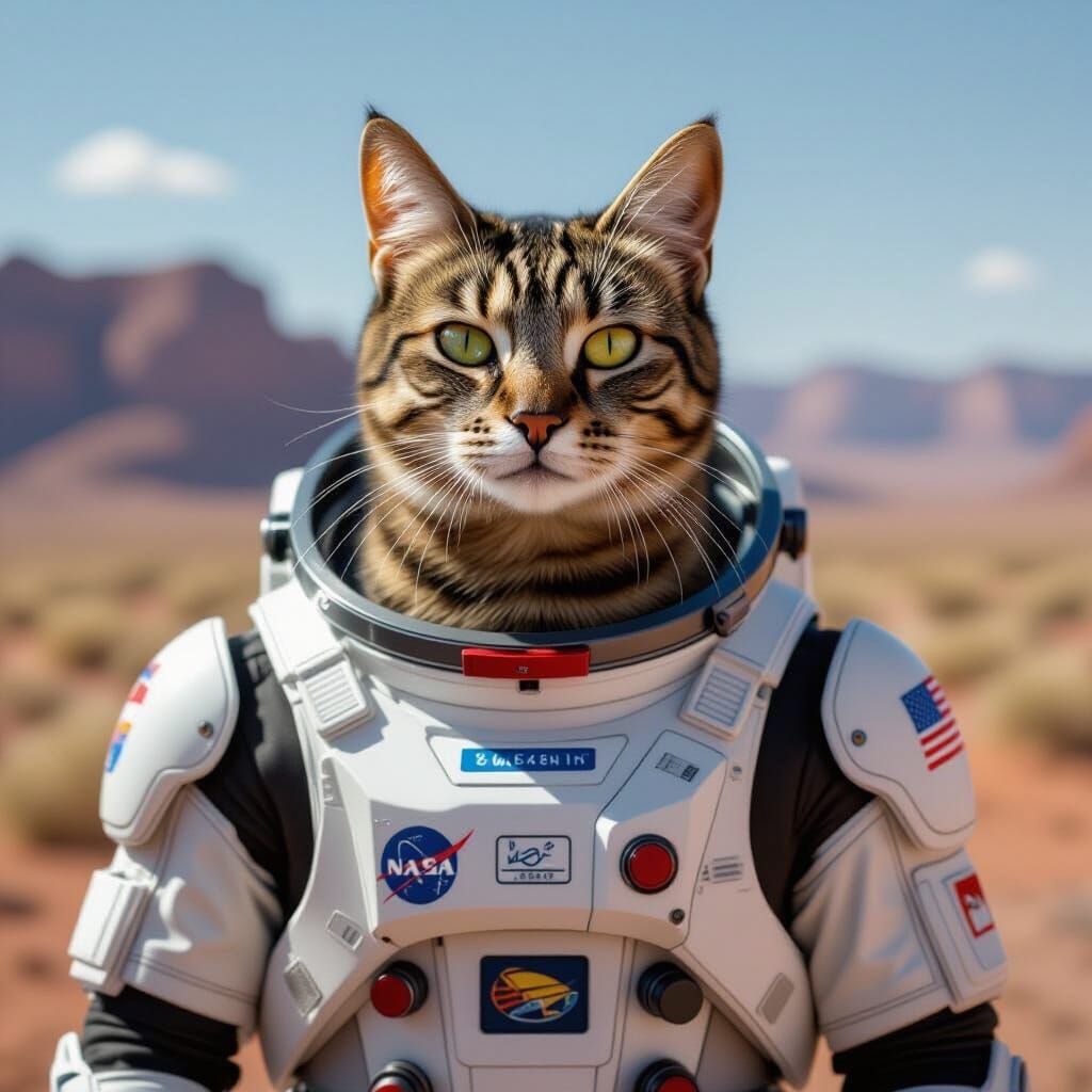 Stylized Cat in Space Suit with Cinematic Design