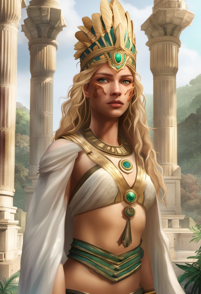 20 year old Amazonian Female at the fantasy temple of Artemi...