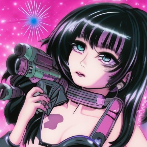 Space Girl Blowing Kiss in Anime Style