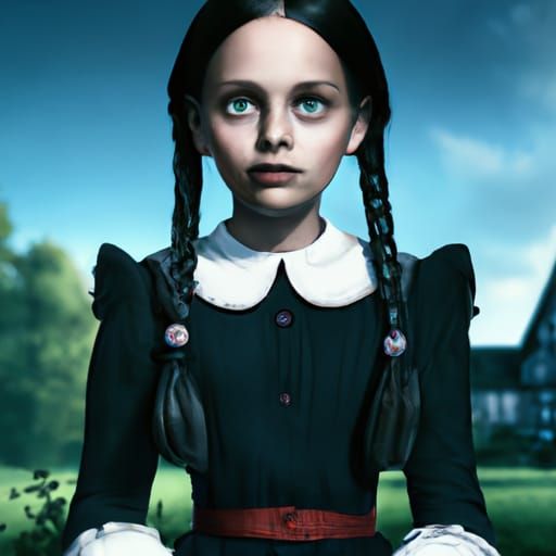 Wednesday Addams, hyperdetailed 8k resolution concept art split ...