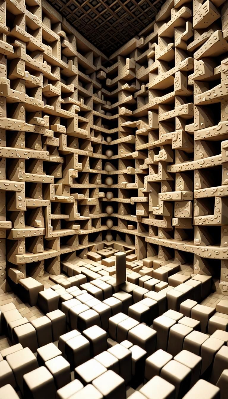 M.C. Escher's ACENDENG AND DECENDING Made Of Bone Dominos dy...