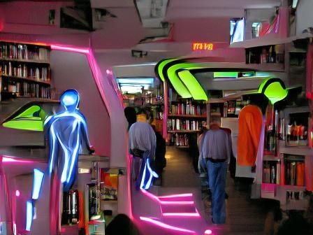 Futuristic neon library
